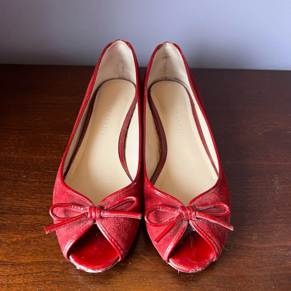 Franco Sarto‎ Women's Red Peep Toe Flats size 7